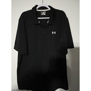 Under Armour men's Golf Polo 2xl shirt Black Heatgear Loose Athleisure